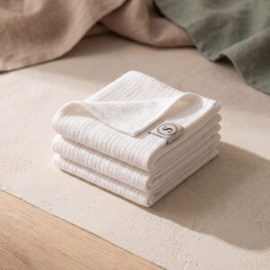 Ribbed Cotton Washcloth Set of 3