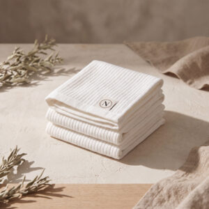 Ribbed Cotton Washcloth Set of 3